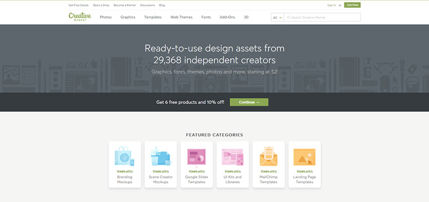 Screen from Creative Market 